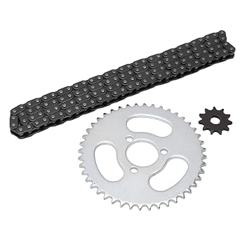 VBESTLIFE Drive Sprocket Chain Combo, Front and Rear Sprocket Chain Replacement, High Power Steel T8F Gear Chain Set for Modified Karts ATVs and Mini Motorcycles