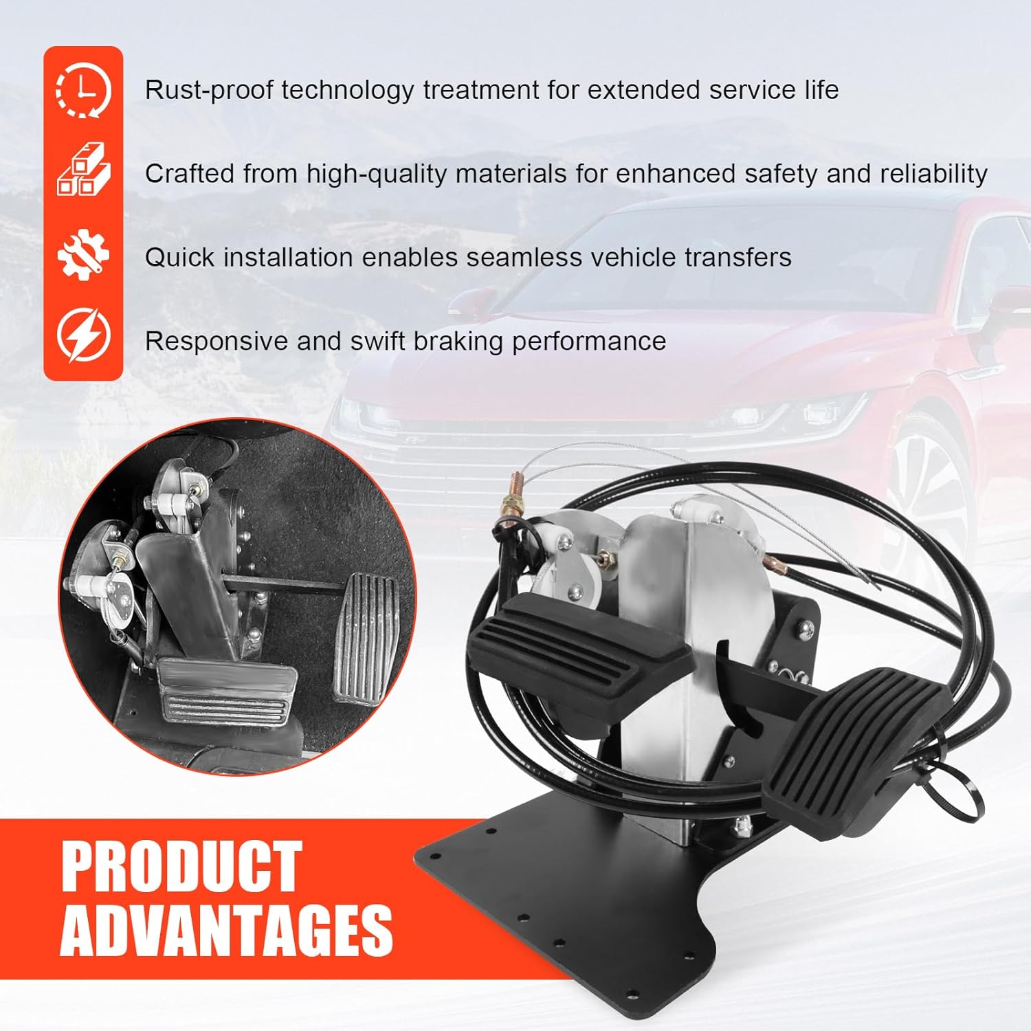 Dual Control Pedal for Right Hand Drive Passenger Side fits Driving School, Postal Vehicles, Instructors Replace#ACAR-B7D