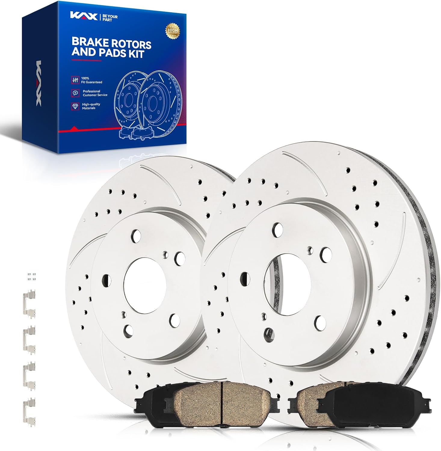 KAX 296mm Front Brake Rotors Pads Kit Compatible with Toyota Sienna 2004-2010, Toyota Avalon 2005-2007, Toyota Solara 2004-2008, Lexus ES300 2002-2003, Toyota Camry 2005-2006
