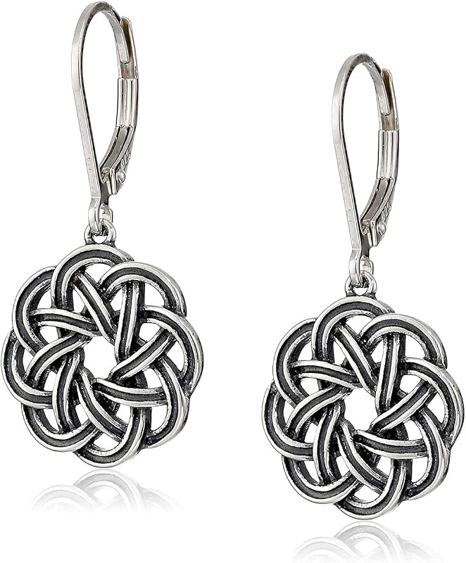925 Sterling Silver Leverback Celtic Knot Dangle with 18K Gold Plated Hypoallergenic Nickel-Free Earrings