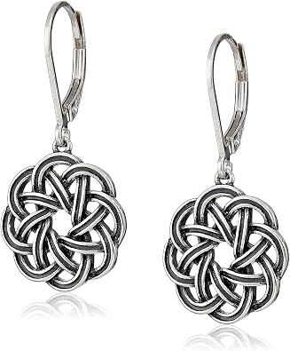 Amazon Essentials 925 Sterling Silver Leverback Celtic Knot Dangle with 18K Gold Plated Hypoallergenic Nickel-Free Earrings