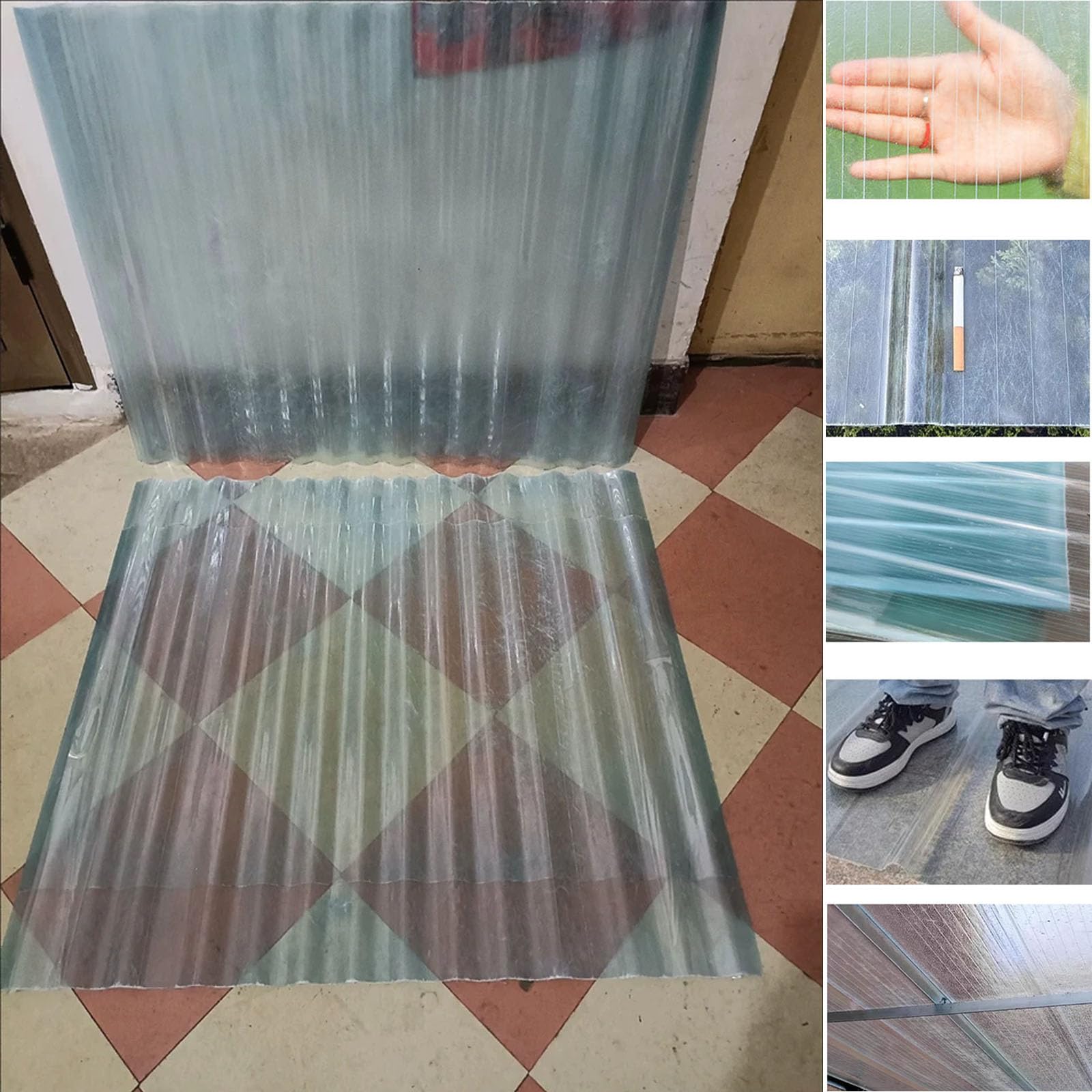 1.5mm Planchas Transparentes Tejados,2/4/6/8/10/12/15pcs FRP Con Resistencia A Los Rayos UV,Chapa Ondulada Para Invernaderos Prueba De Lluvia,Chapa Tejado Exterior (0.9×1.7m,2pcs)