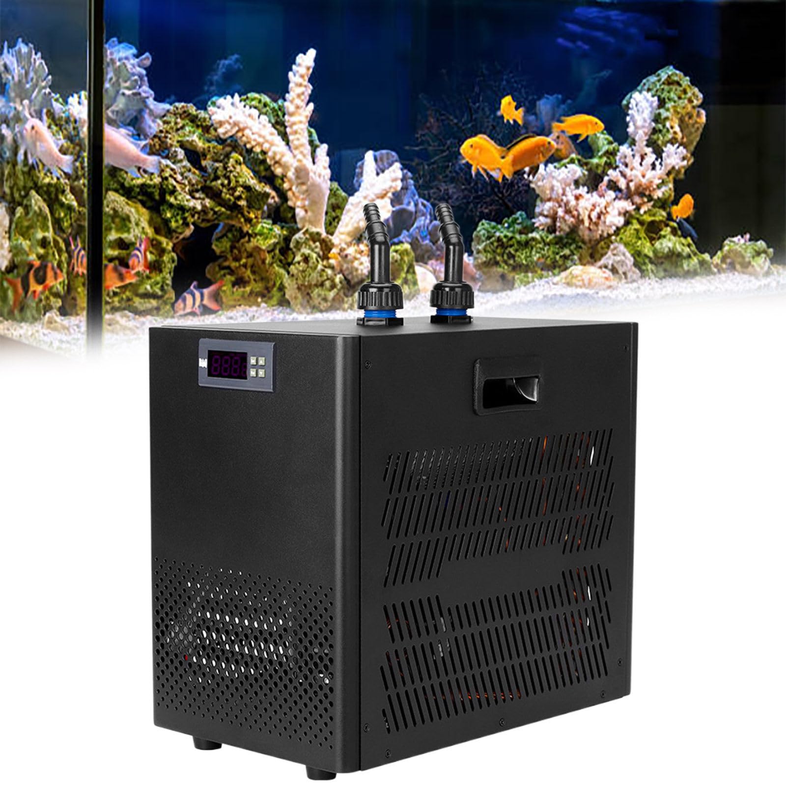 Aquarium-Kühler, Wasserkühler für Fischtanks, mit leisem Design-Motor, für Hydroponische Quallen-Korallenriffe, Schwarz,60L