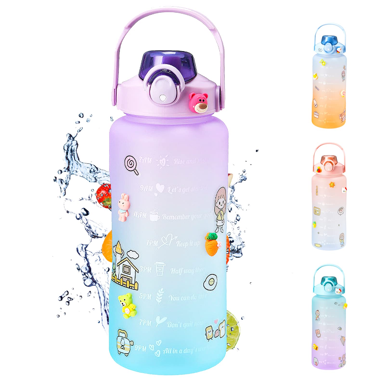 Botella De Agua Kawaii Con Forma De Oso – 850 Ml, Con Pajita Y Correa Ajustable, A Prueba De Fugas Y Sin BPA, Ideal Para Viajes, Escuela U Oficina (Rosa)