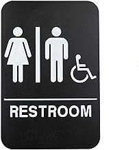 SIGNOOGLE Restroom Toilet Washroom Acrylic Lamination Sign Board Signage Board Signboard for Office Door Black White (6 Inch x 9 inch) Pack of 2
