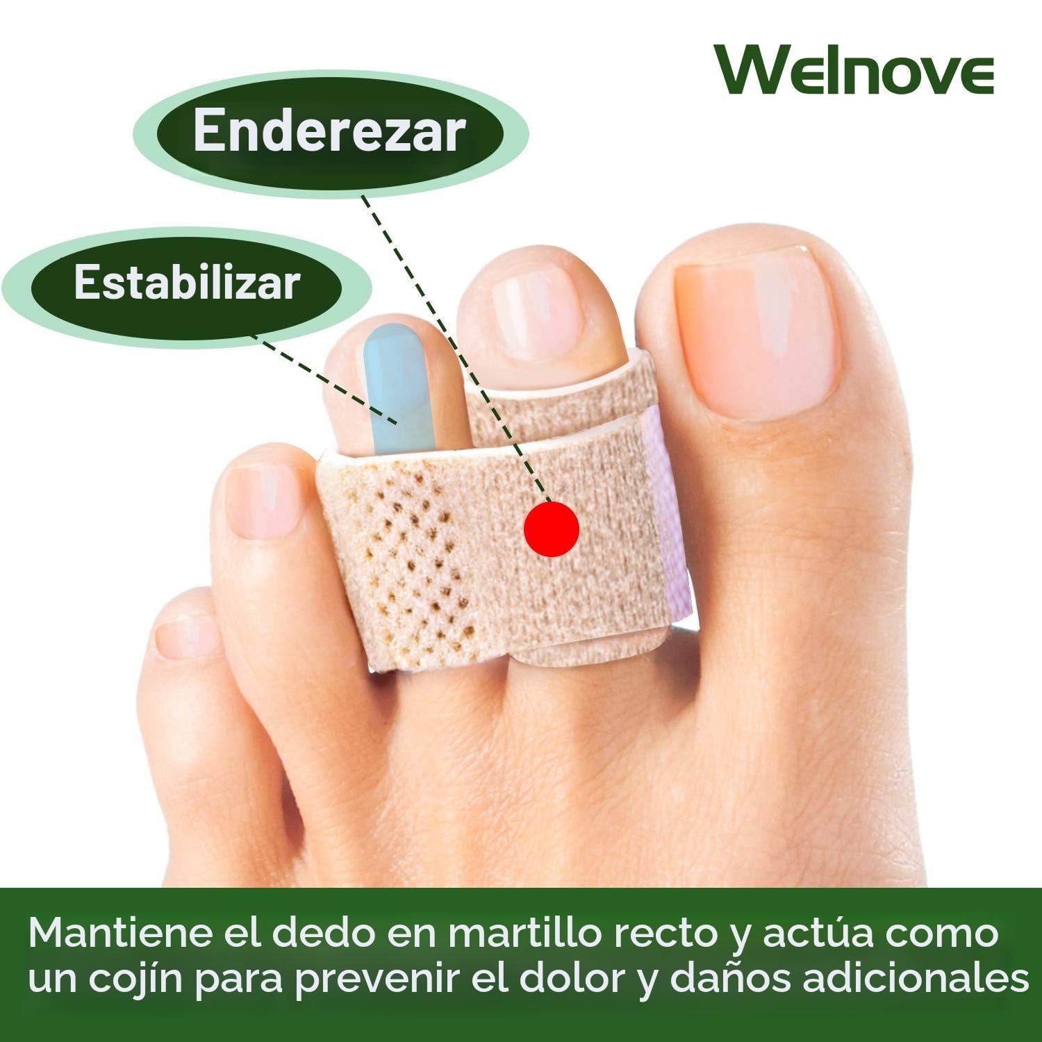 6 Piezas Correctores de Dedos del Pie - Welnove Férulas para Dedos en Martillo y Juanetes, Separadores para Alinear Dedos Torcidos o Superpuestos