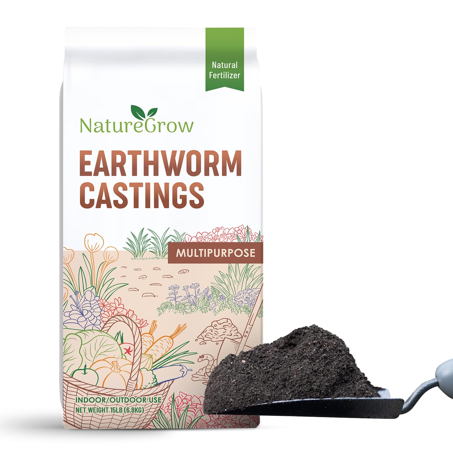 Earth Worm Castings - Organic Fertilizer with Humic Acid - Pure Worm Castings for Gardening (40lb)