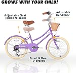 Glerc Missy 20 24 26 Inch Girls Cruiser Bike 6-Speed Hybrid City Bicycle for Youth Over 6 Years Old Teen, Adult Women Beach Cruiser Bike with Wicker Basket & Lightweight, Multiple Colors