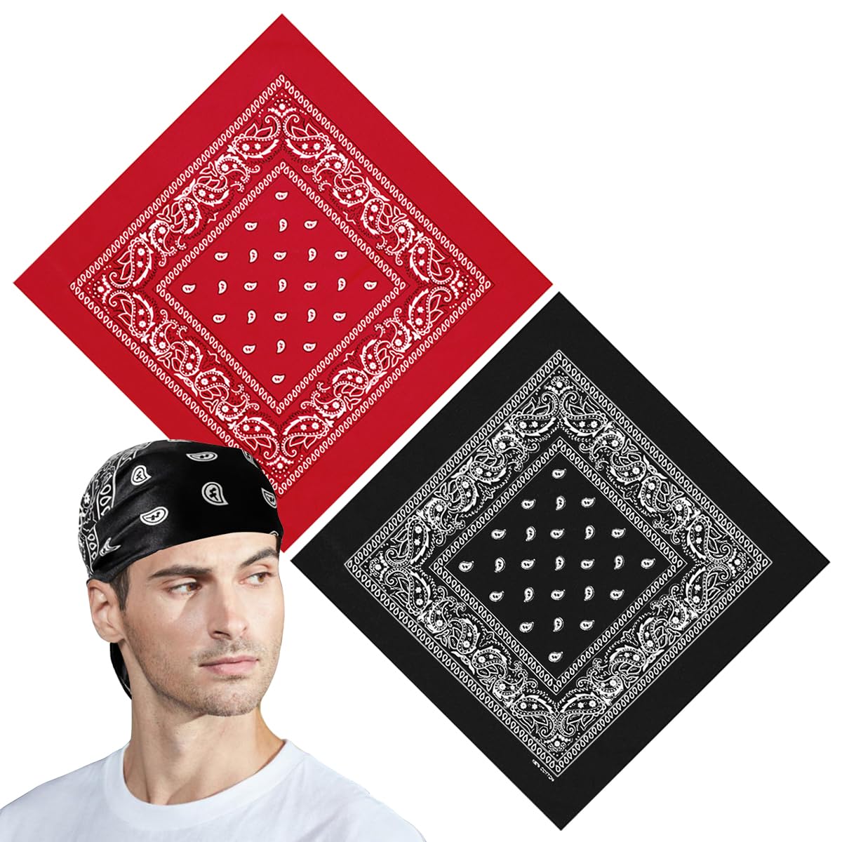 Bandanas Paisley Bandana Nera Per Capelli Paisley Bandana Anacardi