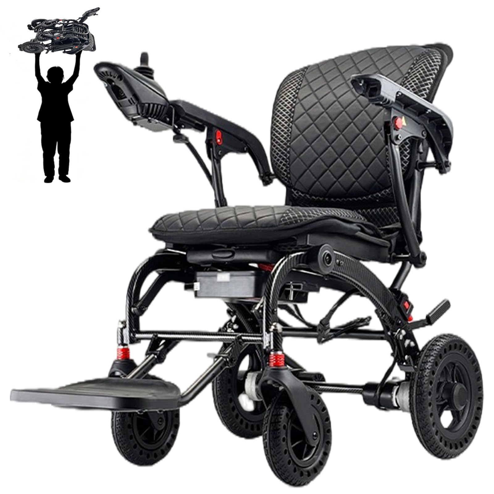 Sedia a Rotelle Elettrica per Adulti, Pieghevole e Ultraleggera per Tutti i Terreni, con Seduta Ergonomica, Autonomia 13 km, Batteria Rimovibile, Joystick 360° e Sicurezza Anti-Ribaltamento
