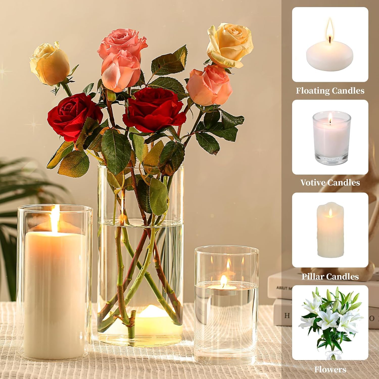 Amazon.com: 24 PCS Hurricand Glass Candle Holders, Clear Glass