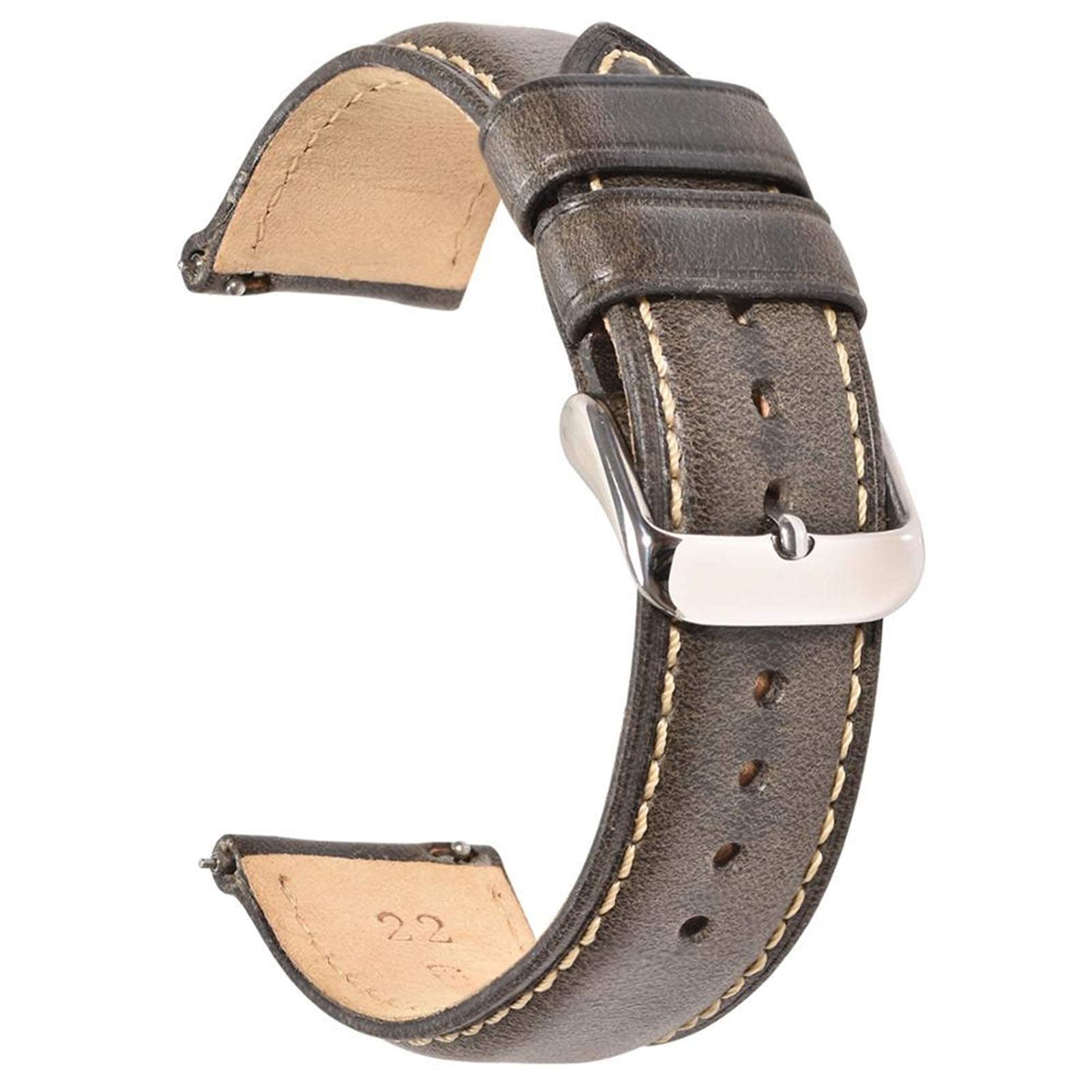 Cinturino per orologio, cinturino in pelle da 22 mm 20 mm 18 mm da uomo e da donna con cinturino con fibbia in acciaio inossidabile (colore cinturino: marrone chiaro 1, larghezza cinturino: 20 mm) (22