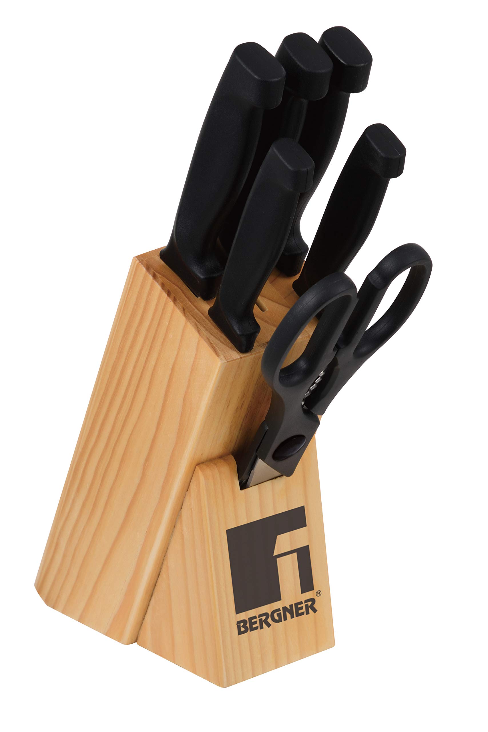 Giyo 7 Pcs Knife Set, Stainless Steel, Black, Bg39820Mm