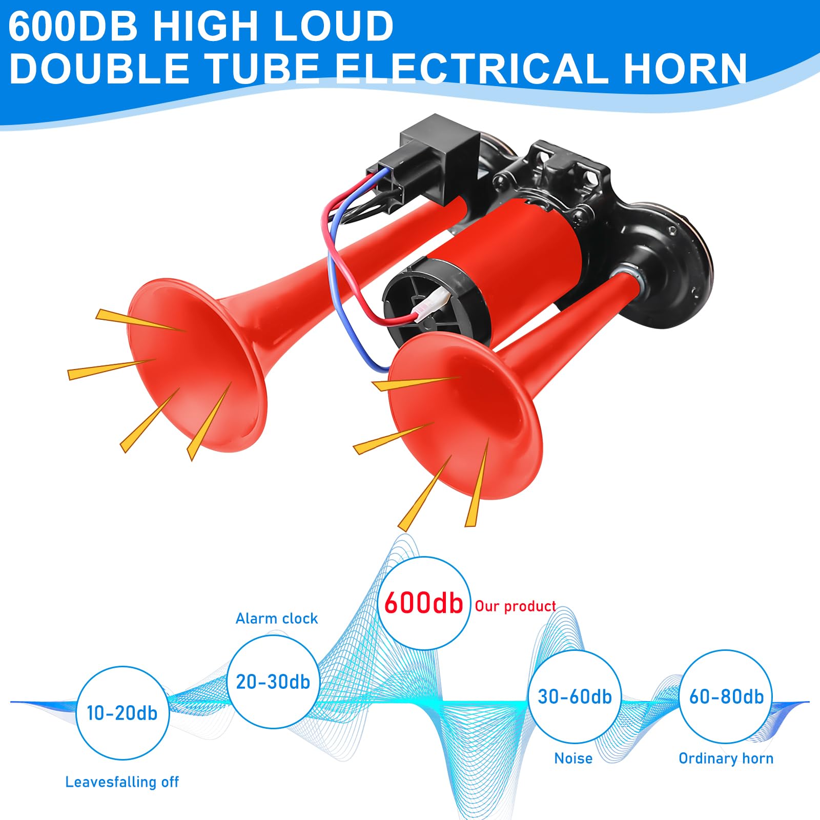 LKW Hupe 12V 120DB - Doppelrohr Lufthorn Mit Kompressor