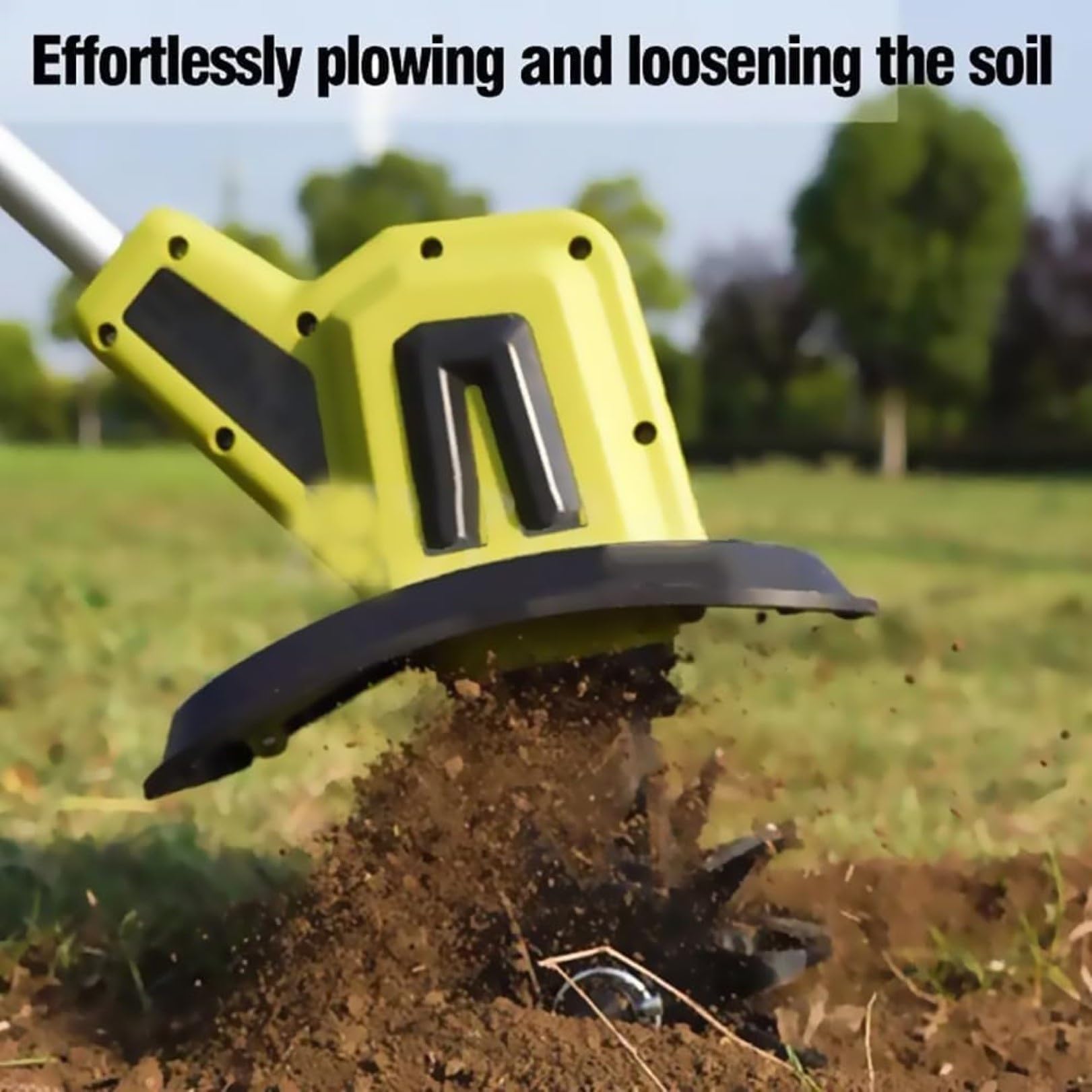 Coltivatore da Giardino con Motozappa A Batteria, Motozappa da Giardino A Batteria con 4 Lame in Acciaio, Larghezza di Lavoro di 22 Cm, profondità di Lavorazione di 16 Cm