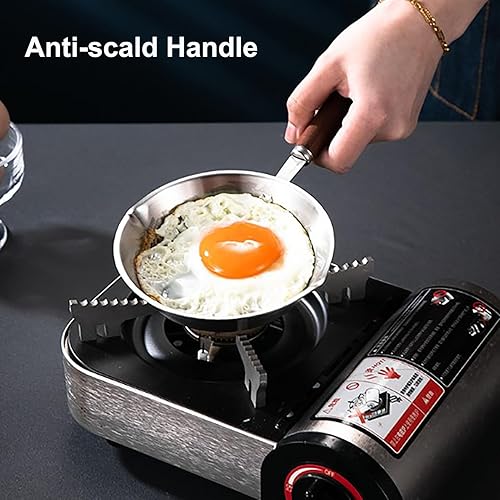 Miniatura 4 de Luqeeg Sartén de acero inoxidable, mini sartén antiadherente, compatible con estufas de inducción, estufas de gas, sartén con mango ergonómico para