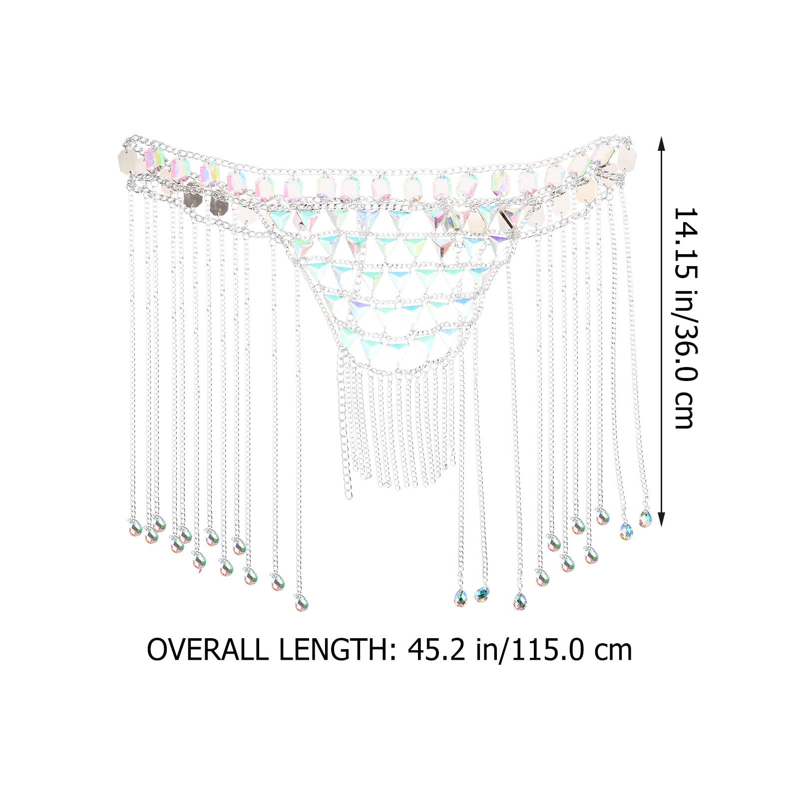 Cadena Corporal para Niñas y Mujeres, Cadena de Cintura Única de Acrílico, Multicapas Geométrica, Brillante, para Bodas y Graduaciones
