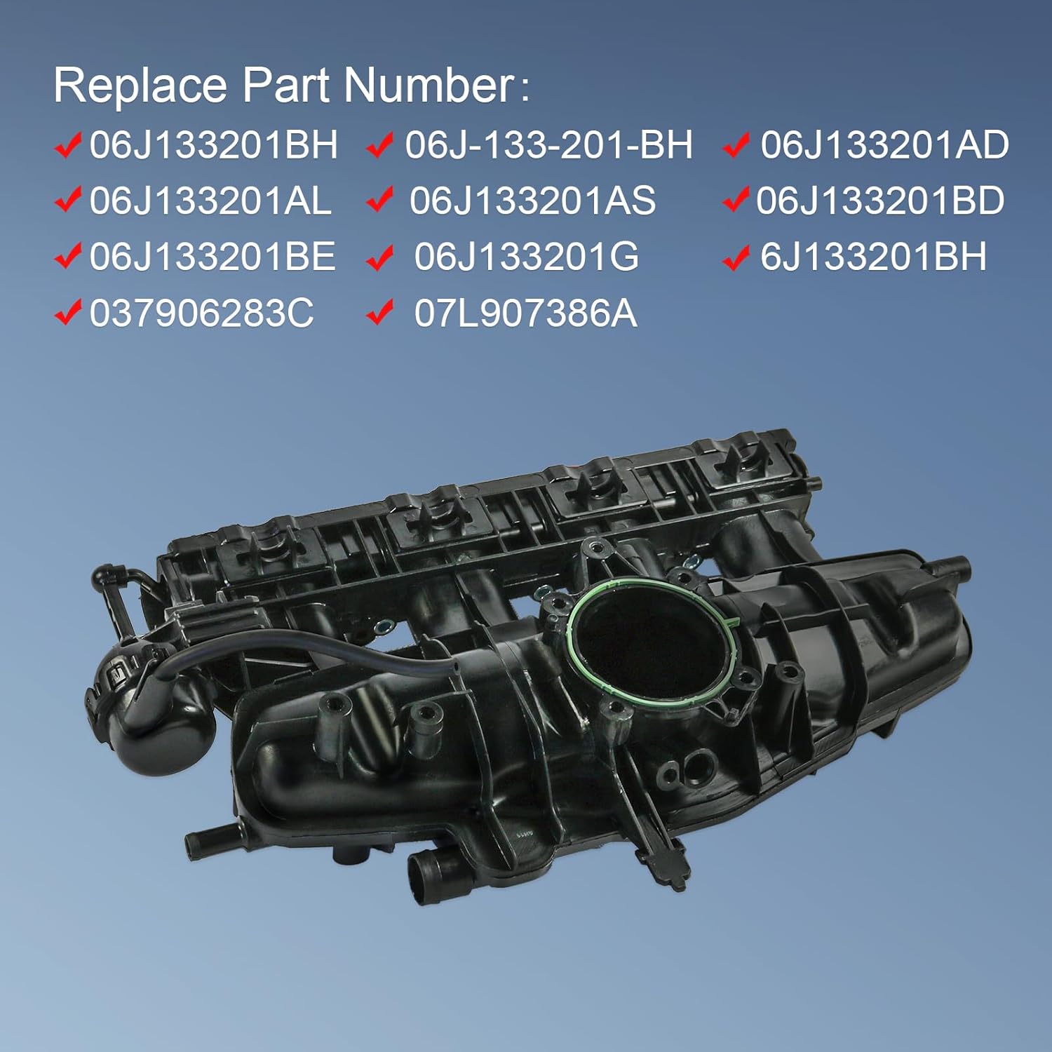 Intake Manifold Assembly 06J133201BH Replacement for VW GTI Tiguan CC Jetta Passat Beetle Audi Q3 TT 2006-2017 2.0L Petrol CCTA/CBFA Repalce# 06J133201BD 06J133201AD