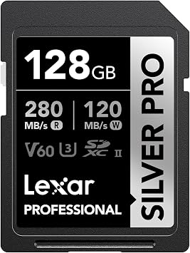 Lexar Professional SDXC 128GB SILVER PRO UHS-II V60 Maximum Read 280 MB/s Maximum Write 120 MB/s