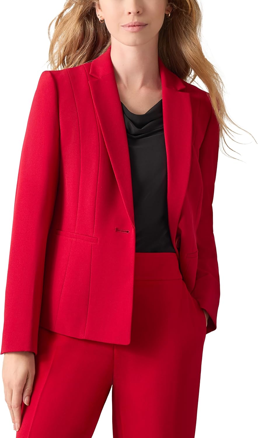 Kasper Womens Stretch Crepe One Button Blazer