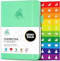 Vista 10 de Clever Fox Planner – Planificador semanal y mensual sin fecha para productividad, gestión del tiempo y objetivos – Diario organizador – A5 (Turquesa)