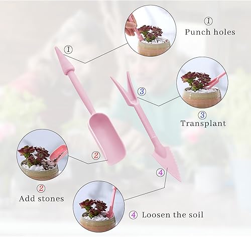 Miniatura 4 de Juego de herramientas de trasplante, 2 piezas pequeñas de plástico para siembra, extractor de plántulas, mini herramientas de jardín para plantar