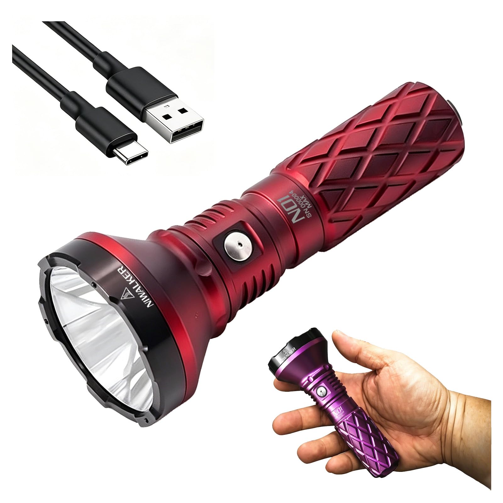 Niwalker N01 Max Long Throw Flashlight, 2000 Lumen Rechargeable