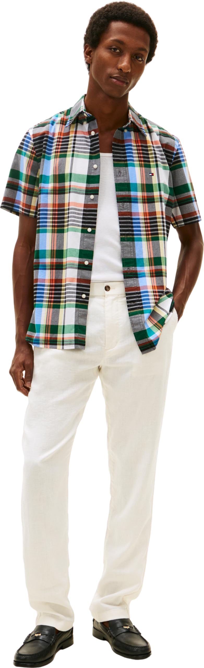 Tommy Hilfiger Flex Pop Multi Check SS RF Shirt Mw0mw43087 Altre Camicie Uomo (Pacco da 1)