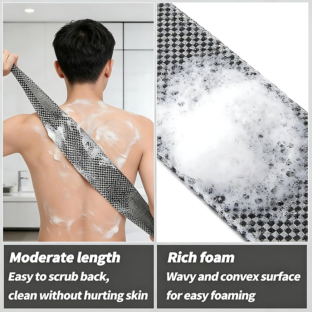 Vantyx Serviette 2 PCS Exfoliating Shower Towel, Long Body Washcloth for Smooth Skin, Daily Cleansing Cloth Suitable for Men and Women — view 4