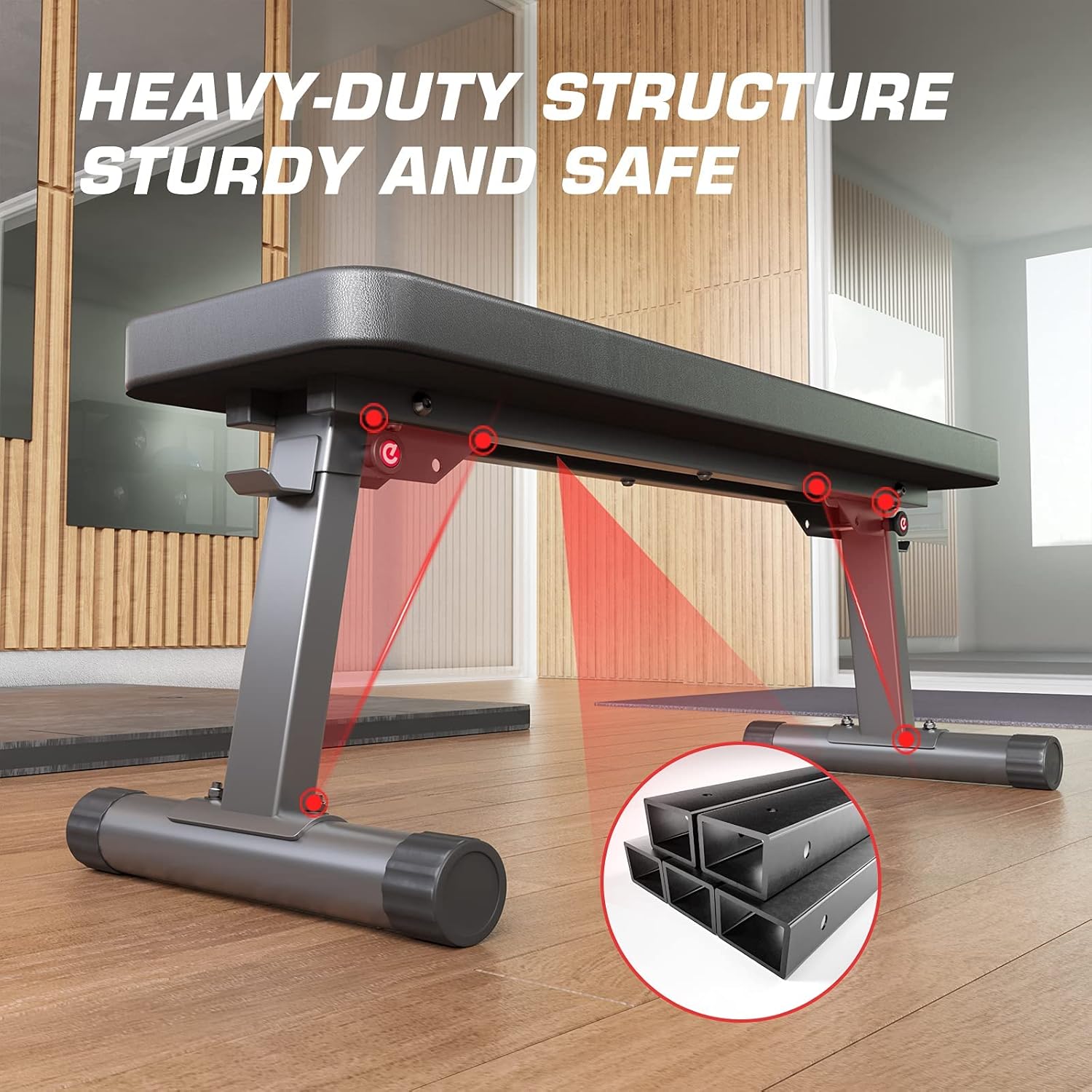 pelpo Flat Weight Bench for Home Gym Foldable Workout Bench For Strength Training, Utility Capacity 660 lbs : Sports & Outdoors