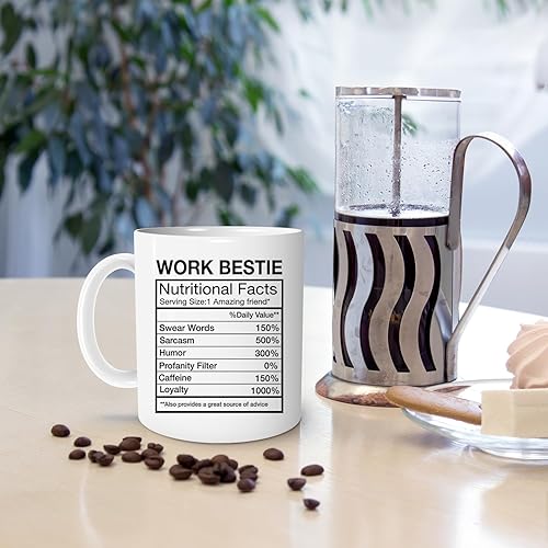 Miniatura 2 de uinwk Taza de café Work Bestie, compañero de trabajo de apoyo emocional, tazas divertidas para compañeros de trabajo, regalos de amistad en el