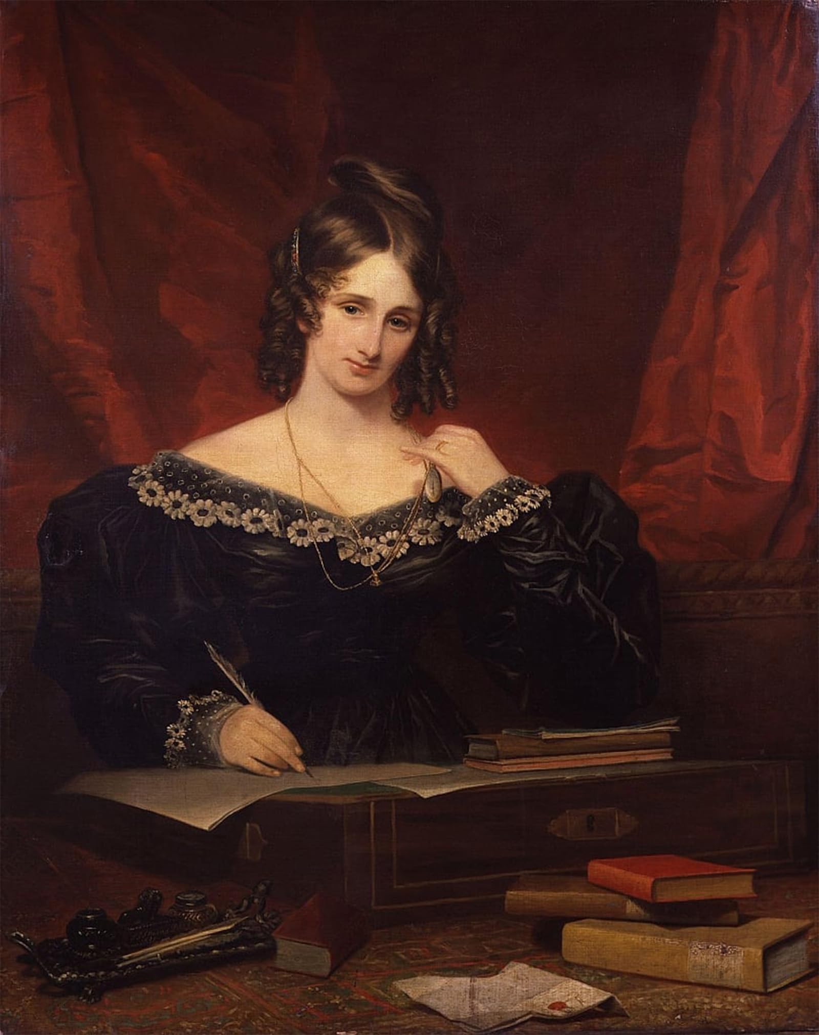 ARTXLXXBN Famous Painting Canvas Artwork Graffiti Print Mary Shelley by Samuel Stump Portrait Canvas Image for Home Decor 60x90cm