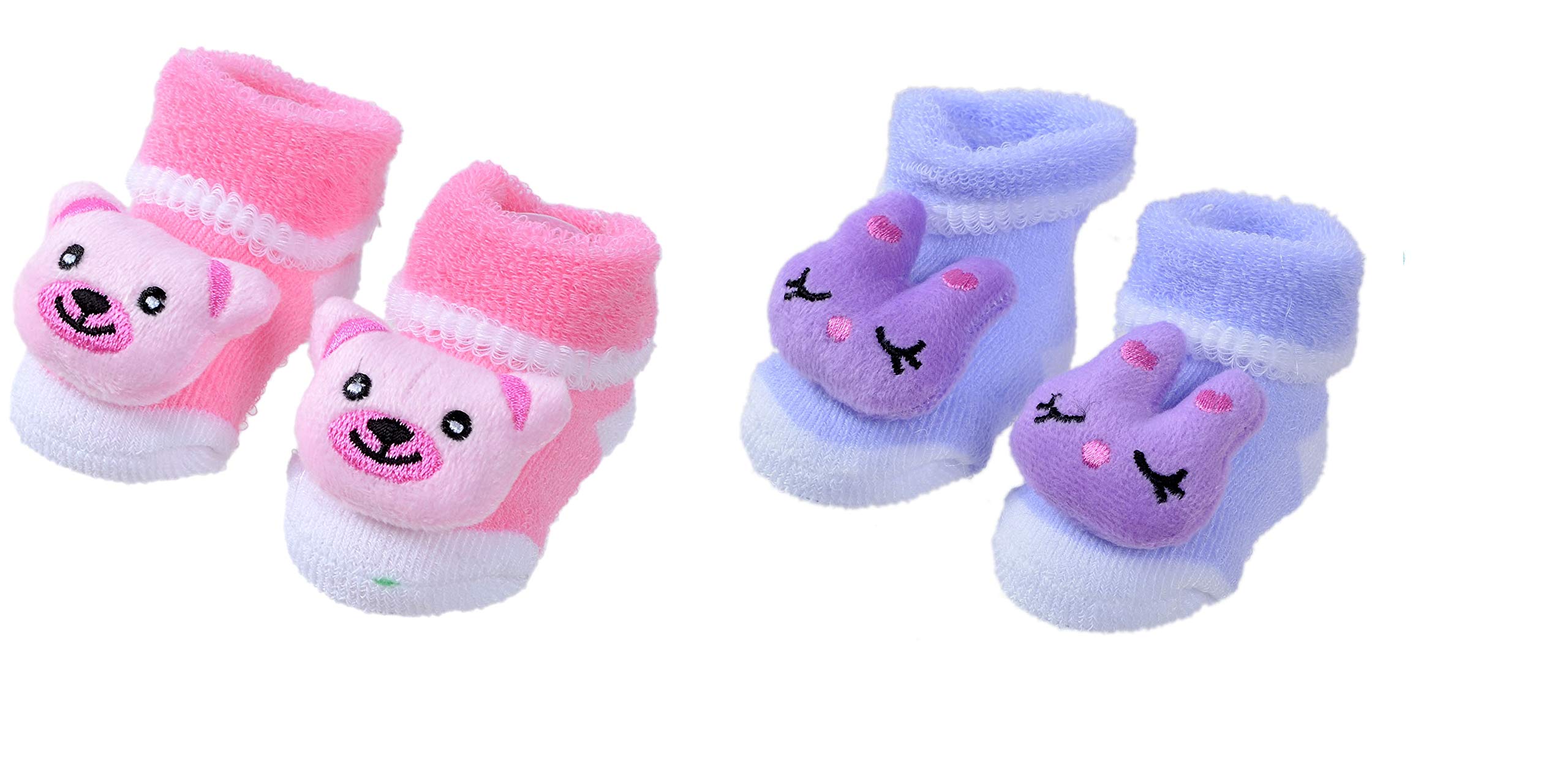 BABY KIDS GIRL BOY FANCY DESIGNER CARTOON FACE COTTON PINK GREEN SOCKS SHOES CUM BOOTY INFANT NEW BORN (0-6 months)-image-27