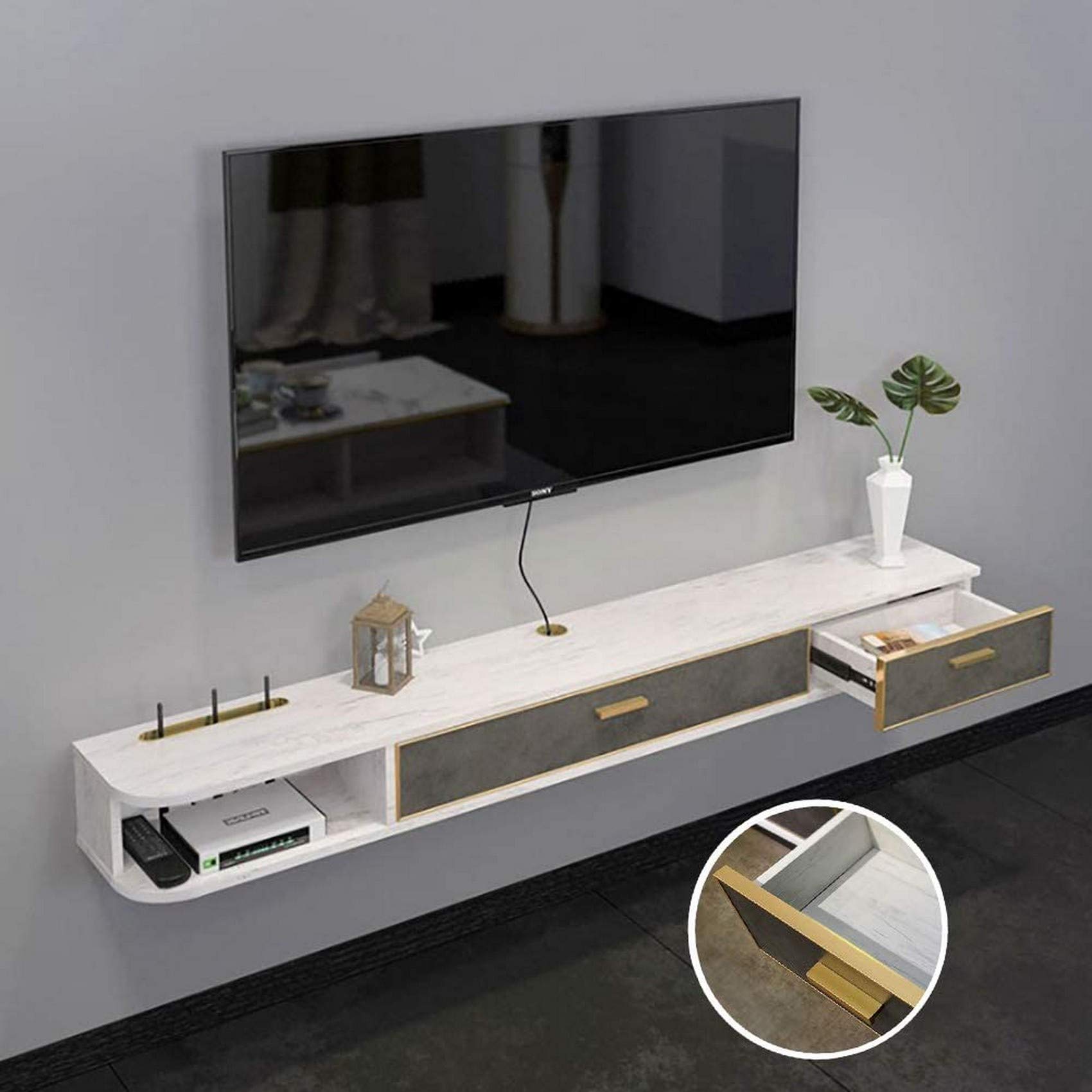 Buy Floating Tv Console Shelves Drawer, Modern Wall Shelf Nordic