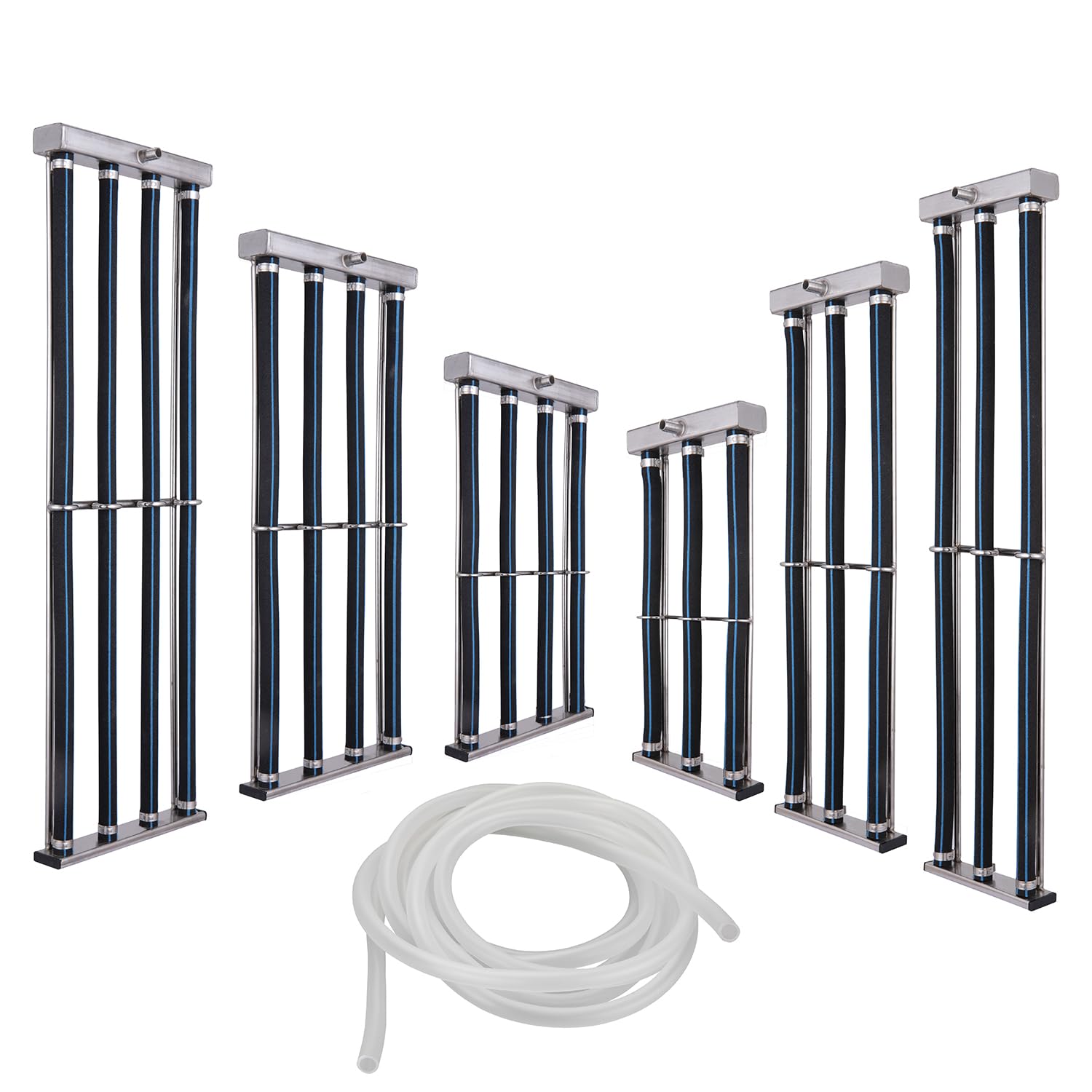 Diffuseur d'air rectangulaire en acier inoxydable Nano - Aérateur d'oxygène à bulles fines pour bassin, aquarium, aquaculture et hydroponie - Comprend un tuyau d'air en PVC de 4 m (double rangée