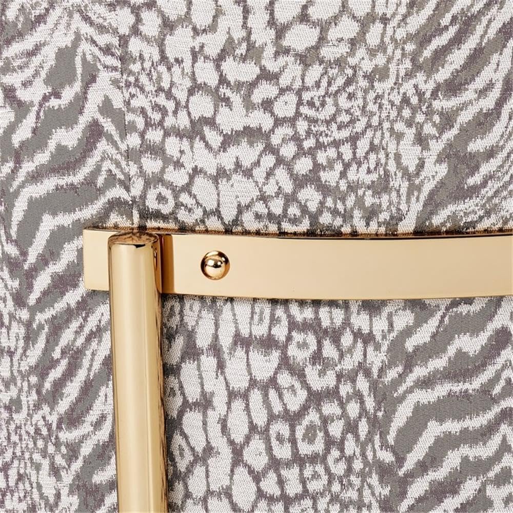 Pemberly Row Accent Chair, Contemporary Transitional Design, Jacquard Upholstery, Gold Lurex, Gold-Plated Frame, Animal Print Back, Includes Accent Pillow, Plush Foam Cushions for Living Room