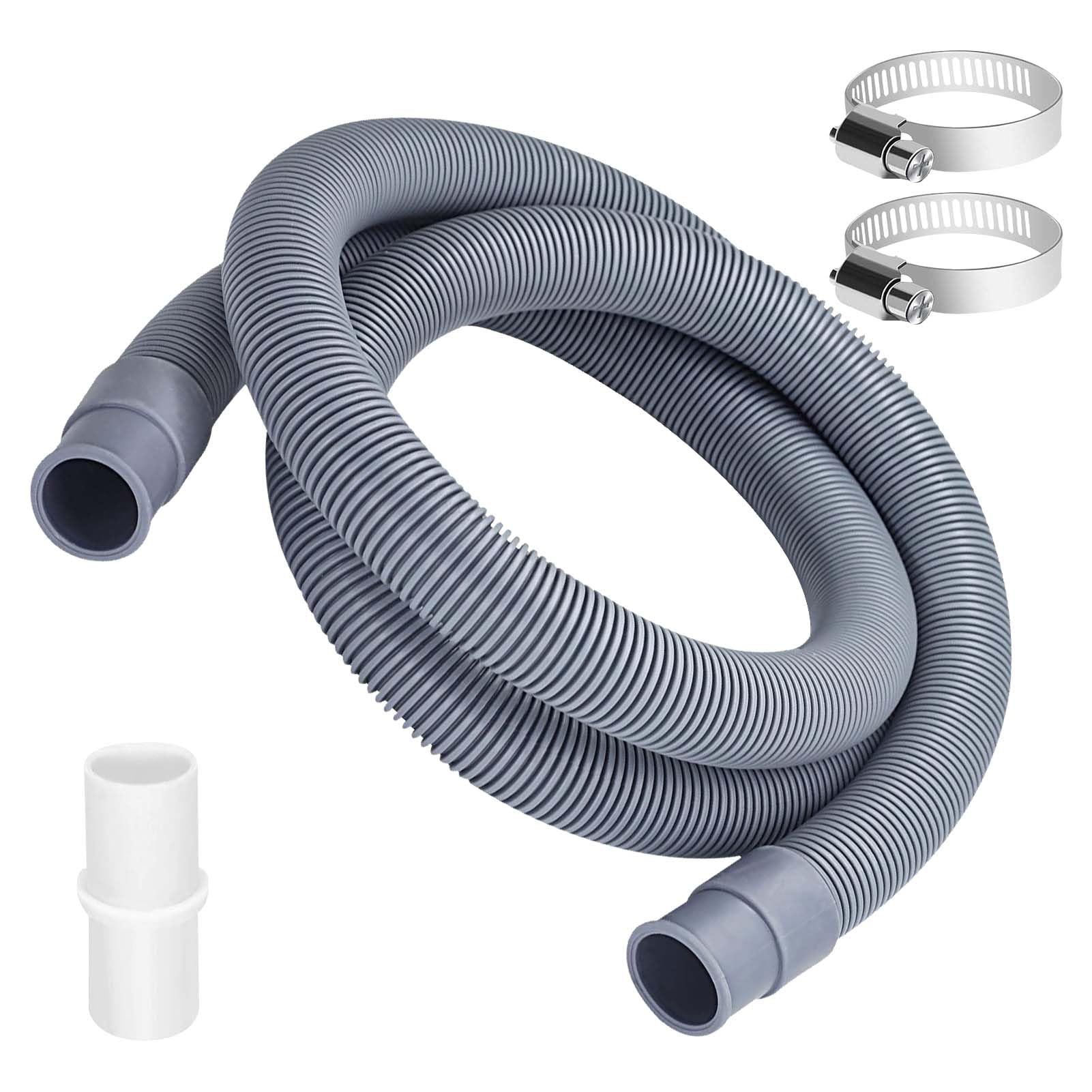 Washing Machine Drain Hose,1M Washing Machine Hose Extension, Washing Machine Drain Hose Extension, Washing Machine Waste Pipe, Including Hose Connector and Hose Clamps