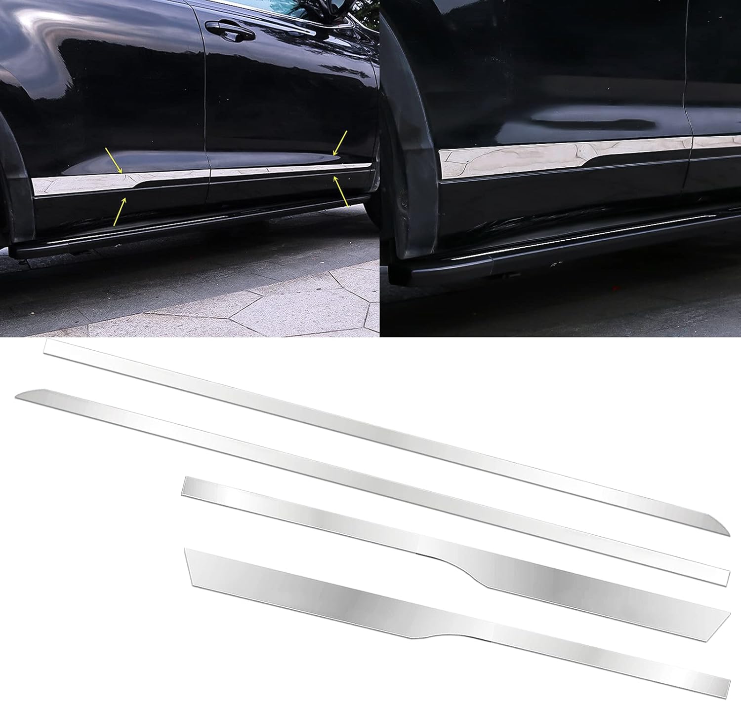 x xotic tech Side Door Skirt Molding Trim Chrome Stainless Steel, Compatible with Toyota Highlander 2014-2019