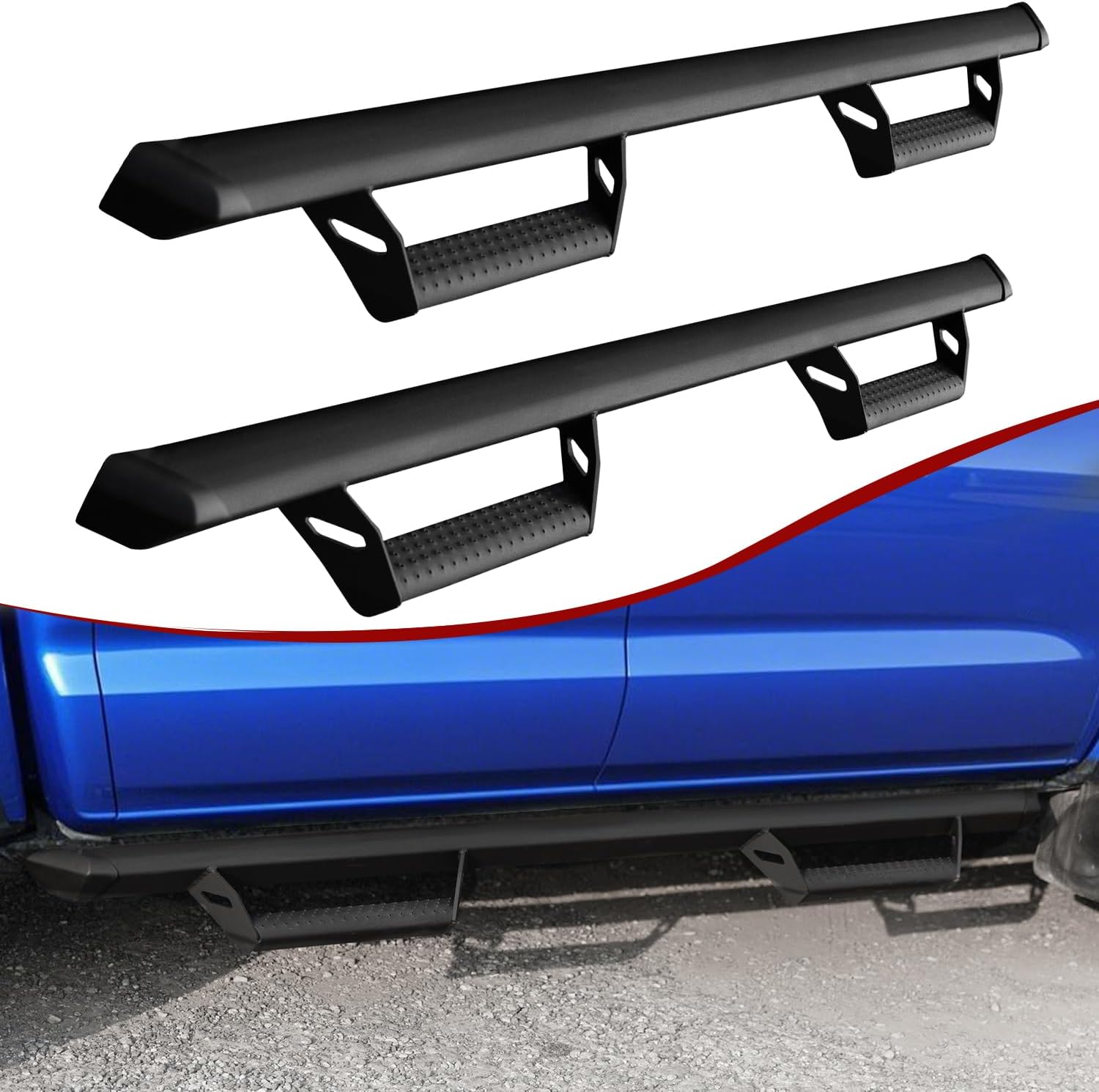 Aluminum Running Boards for 2024 2025 Toyota Tacoma 4th Gen Double Cab Crew Cab 4-Doors 600 Lbs Side Steps Step Bars Nerf Bars Hoop Style Driver & Passenger Side