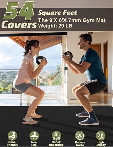 Miniatura 24 de innhom Alfombrilla de ejercicio grande de 6 x 4 pies/7 x 5 pies/8 x 6 pies/10 x 6 pies, tapete de entrenamiento para gimnasio en casa, alfombrillas