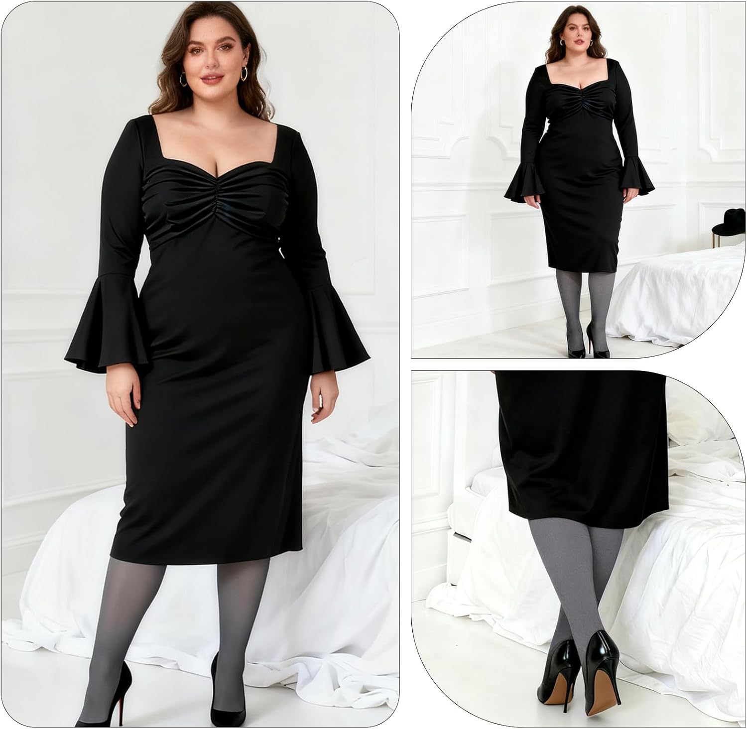 Plus Size Fleece Lined Tights, Women Thick Thermal Legging Winter Fake Translucent High Waisted Pantyhose - Image 2