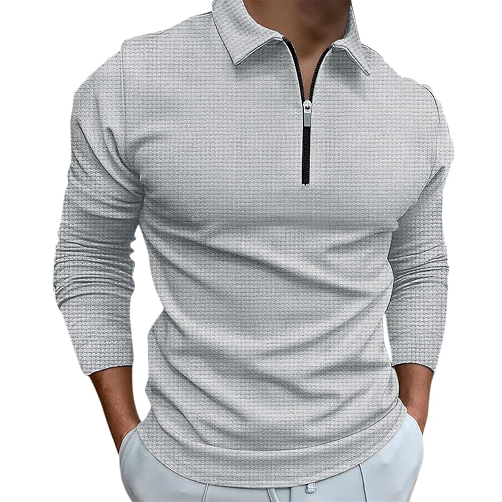 Men's Polo Shirts 2023 Casual Muscle Fit Long Sleeve Spring