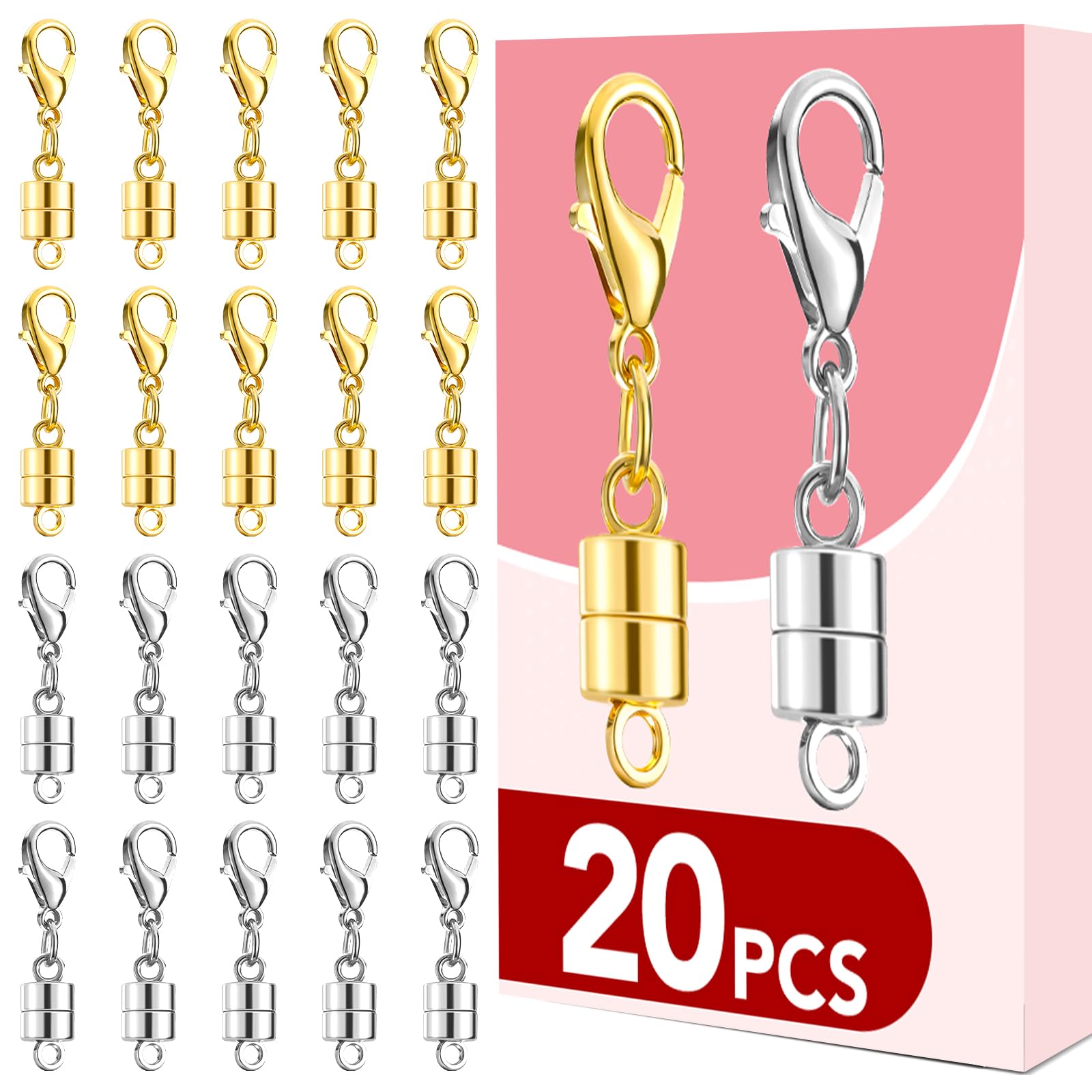Buelkmag 20P Magnetic Necklace Clasps and Closures Hook 14K Gold and Silver