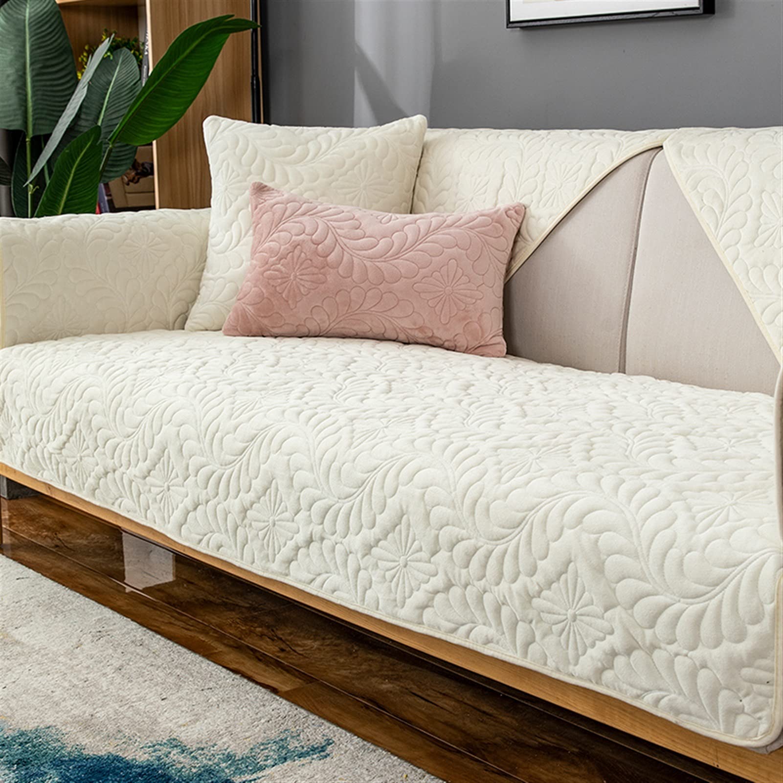 Cubierta de sofá de color sólido toalla de sofá de terciopelo suave protector para sofá de esquina
