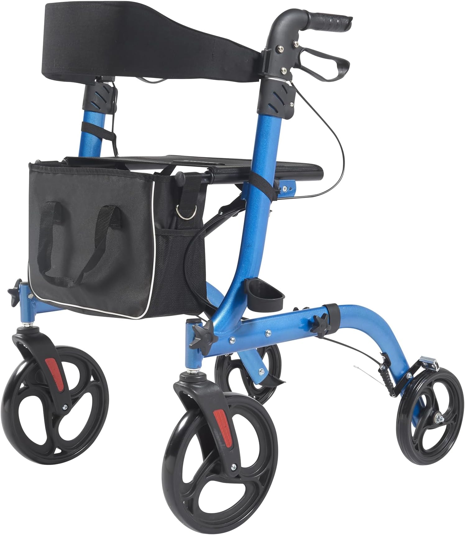 Panana Lightweight Folding Rollator, 4 Wheels Mobility Walker with Seat, Break, Adjustable Handle, Cane Holder & Storage Bag,Foldable Walking Aid (Blue Color)