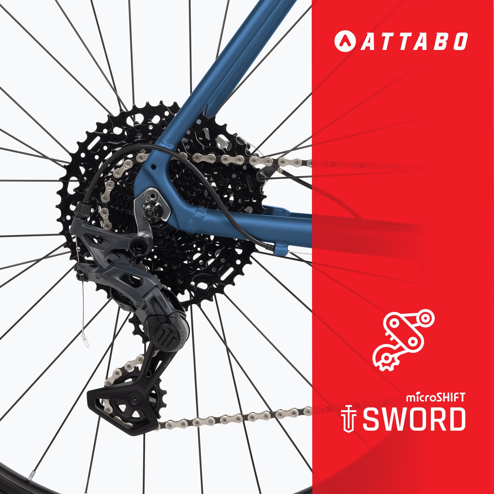 ATTABO Gravel Bike GRADO 2.0 mit Aluminiumrahmen 52-56 cm Ergonomischer Lenker Mechanische Scheibenbremse TEKTRO Fahrrad mit 28" Laufrädern mit Zubehör Verstellbarer Sattel 10-Gang Schaltgetriebe