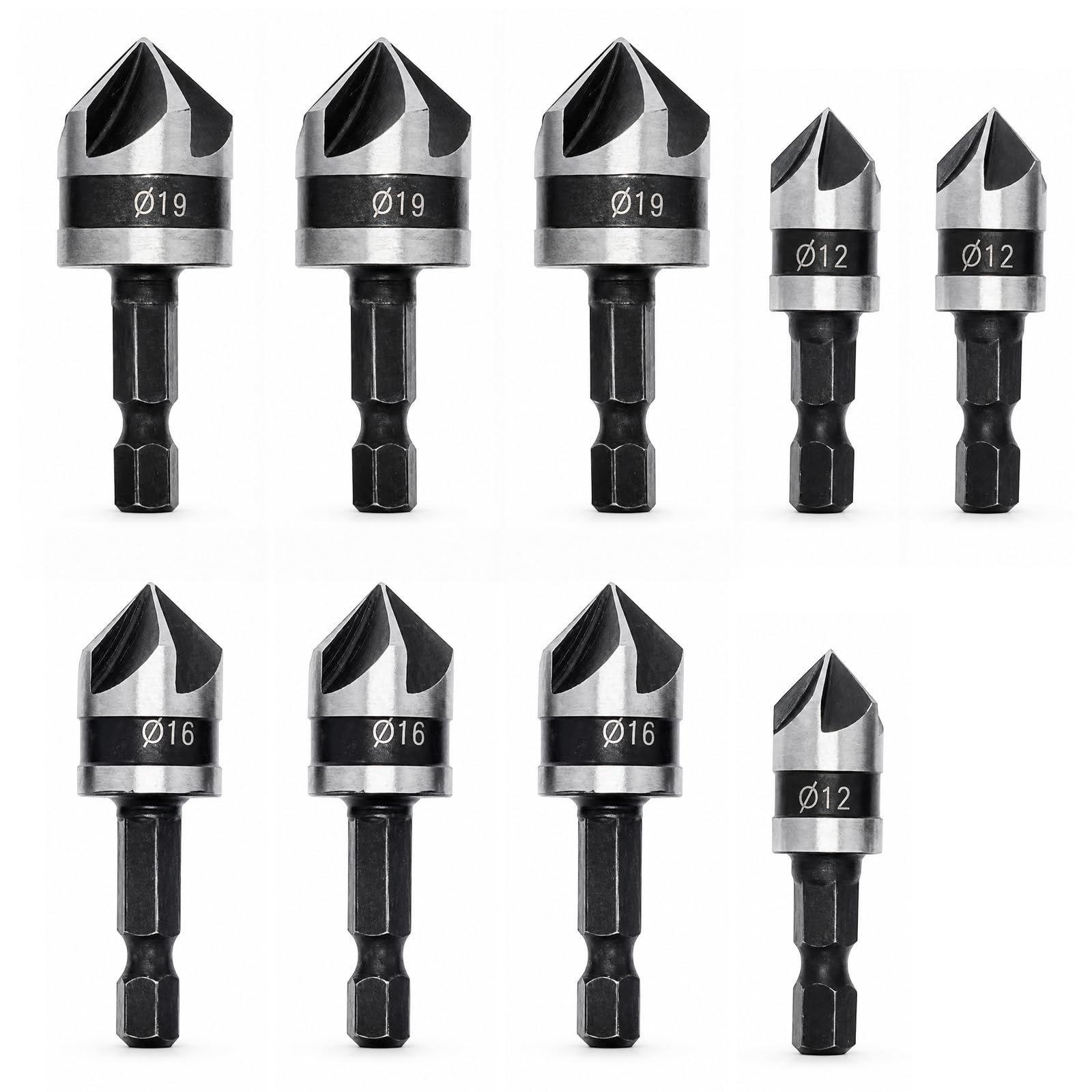 Countersink Drill Bit, 9 Pcs High Carbon Steel Counter Sink Bits for Wood