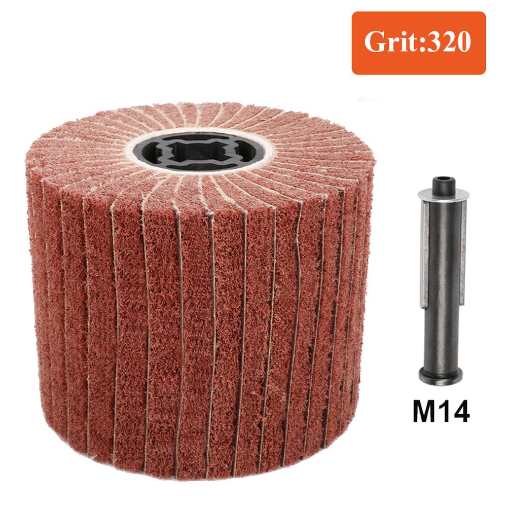 Polierscheibe aus Edelstahl, Schleifmittel für Metall, Bürstenrolle, Polierwerkzeuge 120 x 100 x 19 mm, Körnung 320, M14,1