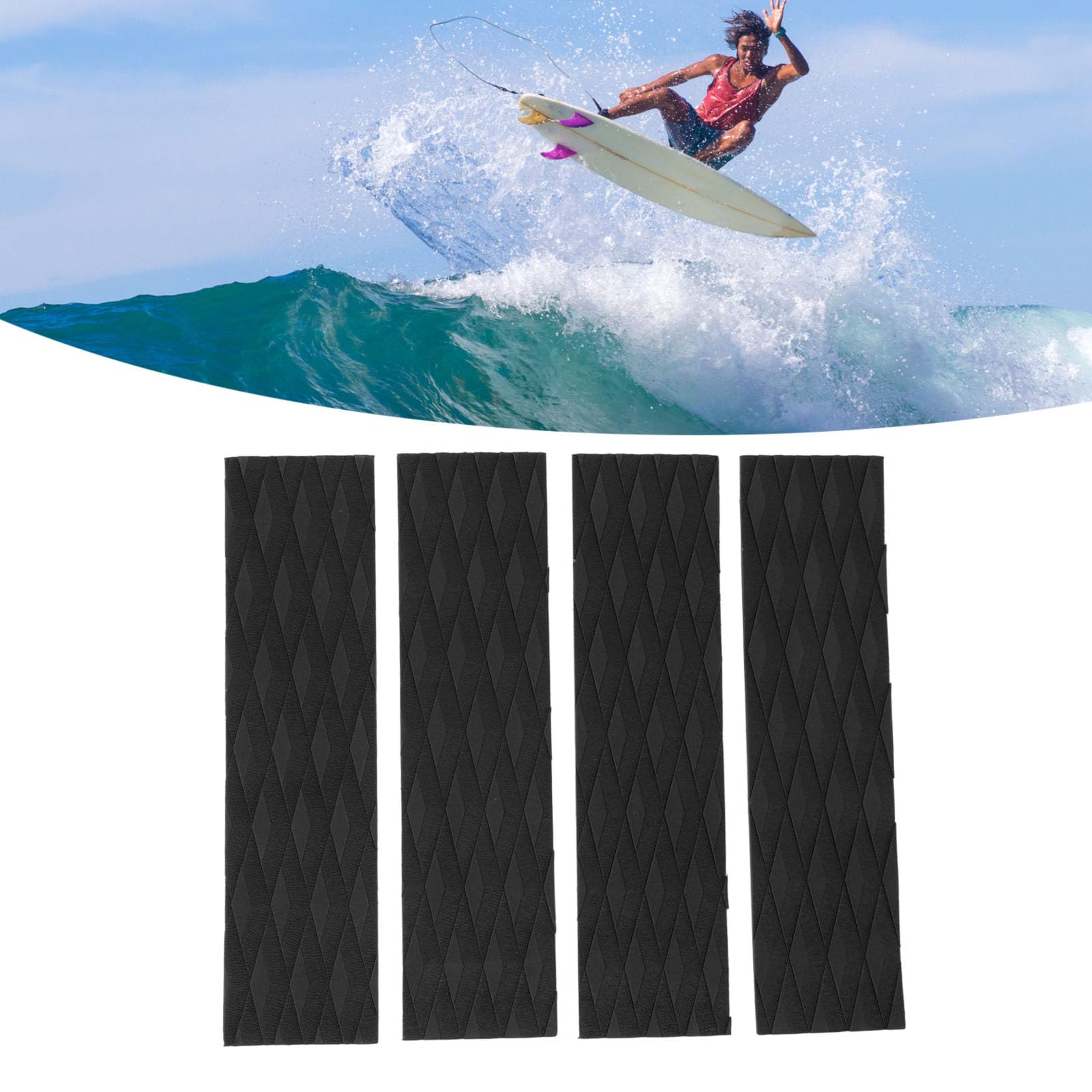 4 szt. Podkładka Trakcyjna na Pokładzie Surfingowym, Lekka EVA Surfing Przednia Podkładka Antypoślizgowa do Skimboardów Kajak Deska Surfingowa Longboard Shortboard
