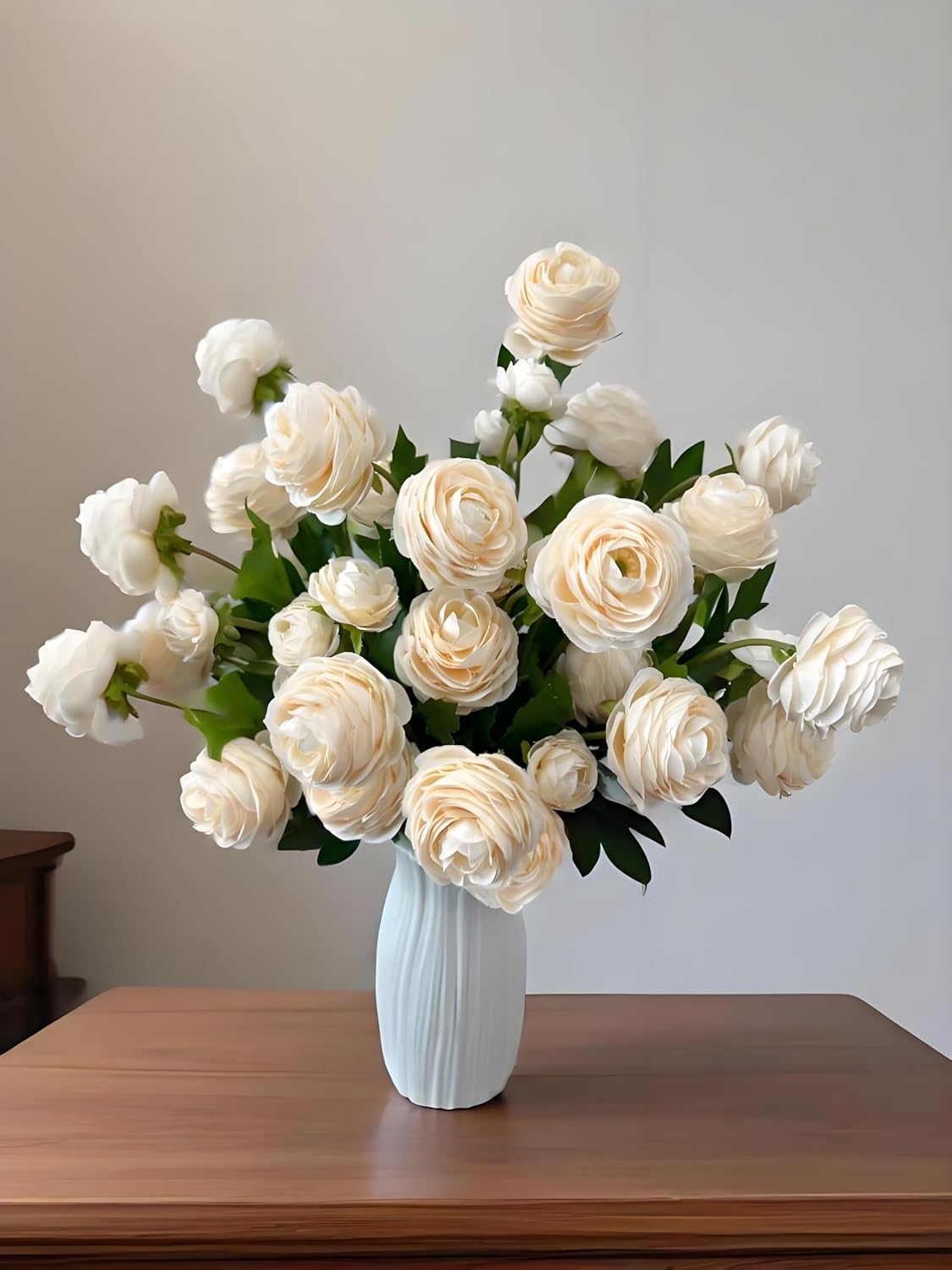 12Pcs Artificial Ranunculus Flowers – 36 Head 16.5" Silk Ranunculus Flowers Bouquets for Home Decor, Wedding Bridal Shower Centerpieces, and DIY Floral Arrangements (Champagne)